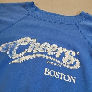 Vintage Cheers Boston Sweatshirt Mens Medium Blue 1987 Raglan Graphic Retro